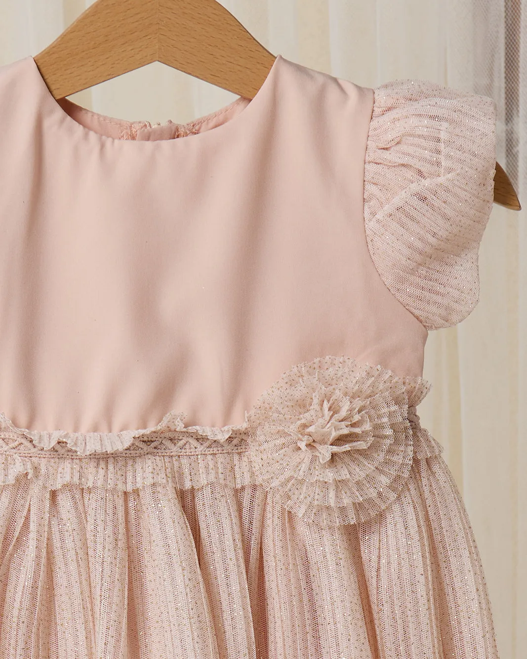 Infant Girls Pink Pleated Shimmer Mesh Dress sold by Redtag product image thumbnail 2