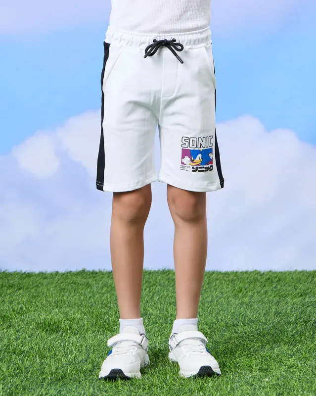 Boys White Sonic Print Shorts sold by Redtag