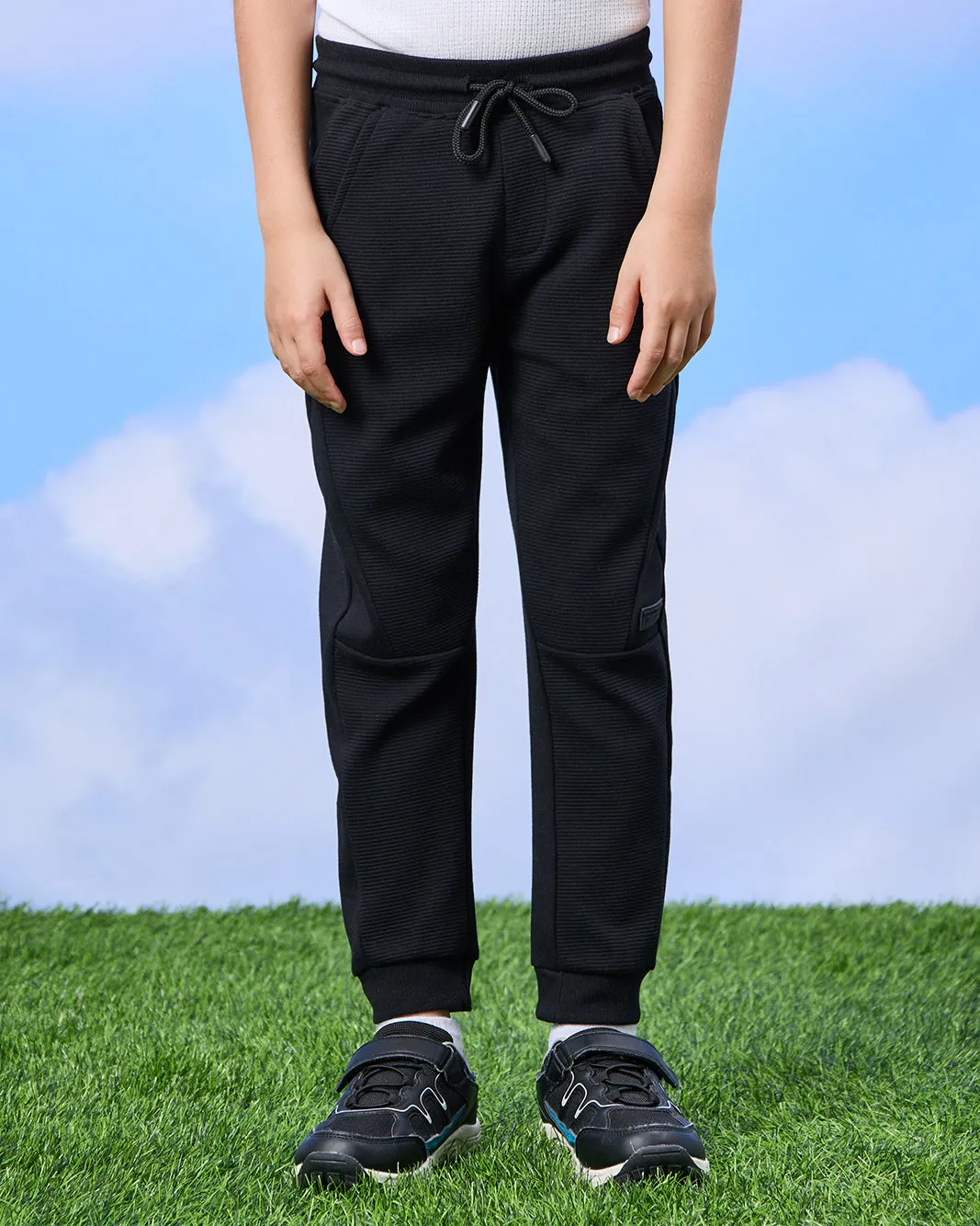 Boys Black Ottoman Jogger Pants sold by Redtag