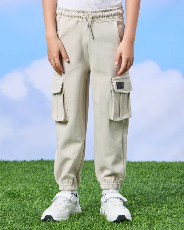 Boys Beige Cargo Pocket Jogger Pants sold by Redtag