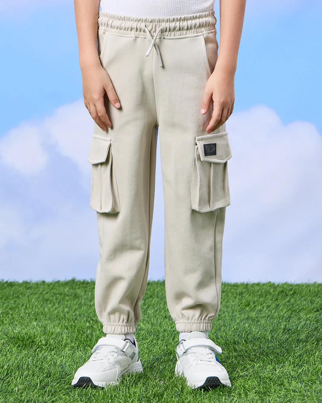 Boys Beige Cargo Pocket Jogger Pants sold by Redtag