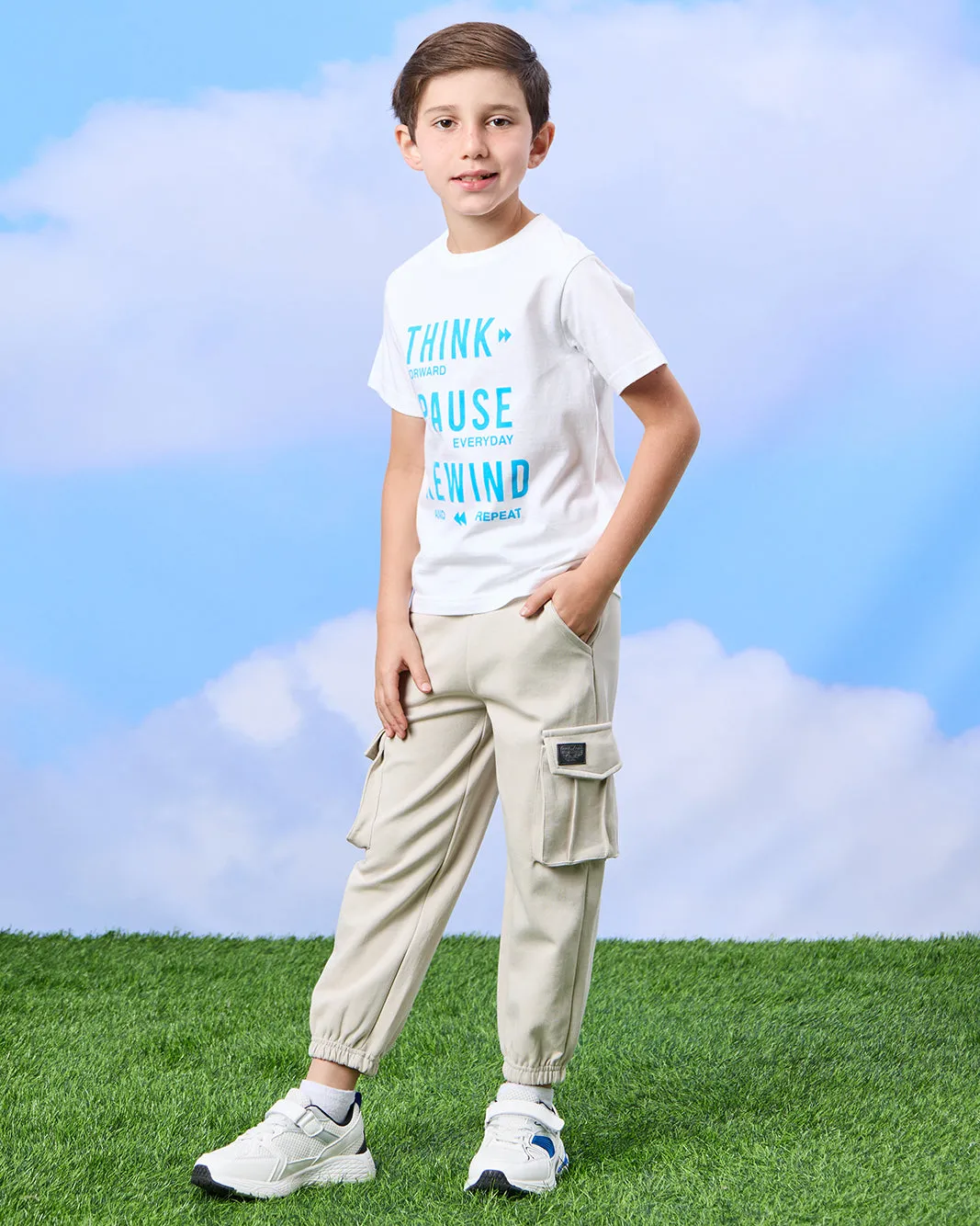 Boys Beige Cargo Pocket Jogger Pants sold by Redtag product image thumbnail 2