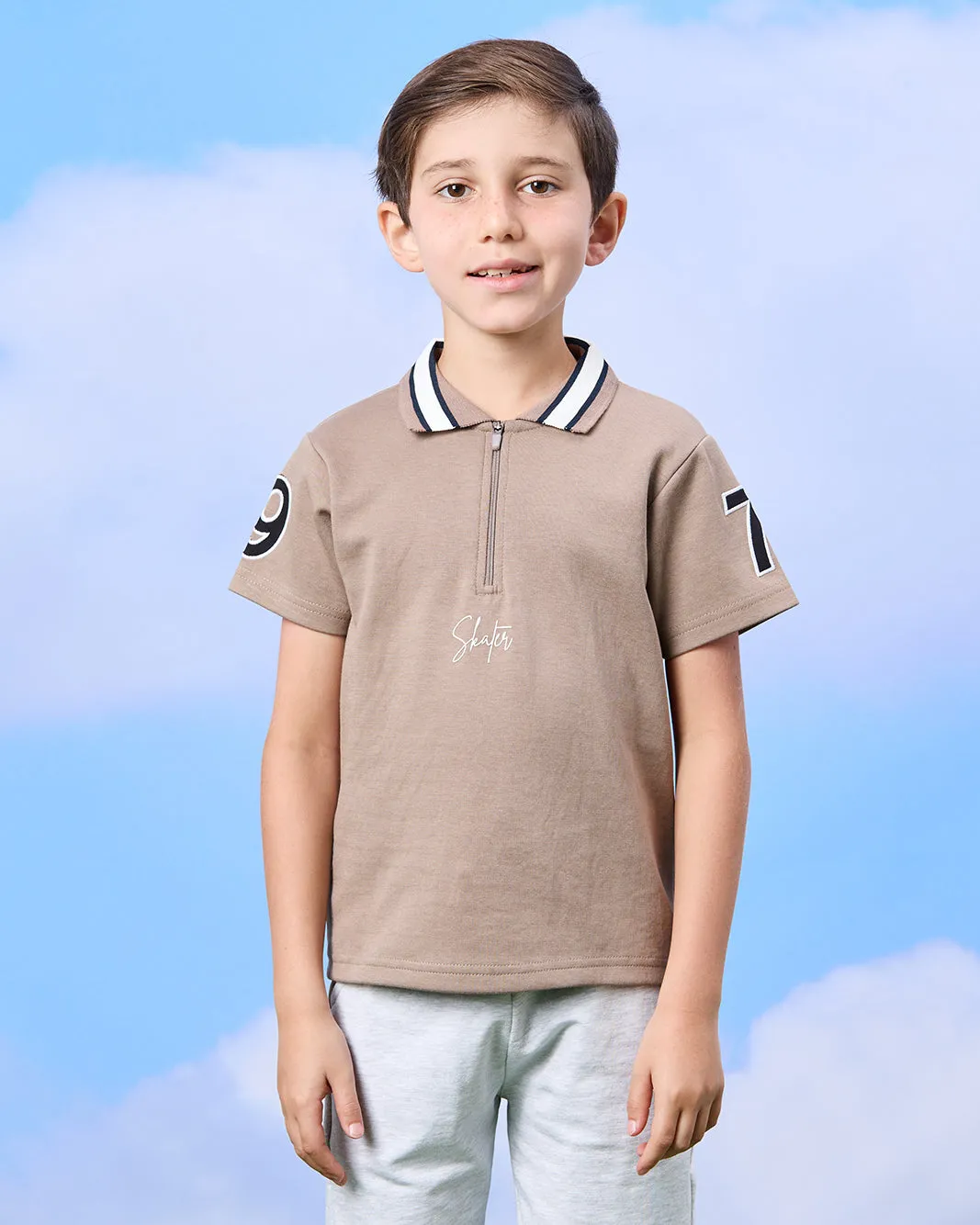 Boys Brown Cut And Sew Polo Shirt sold by Redtag