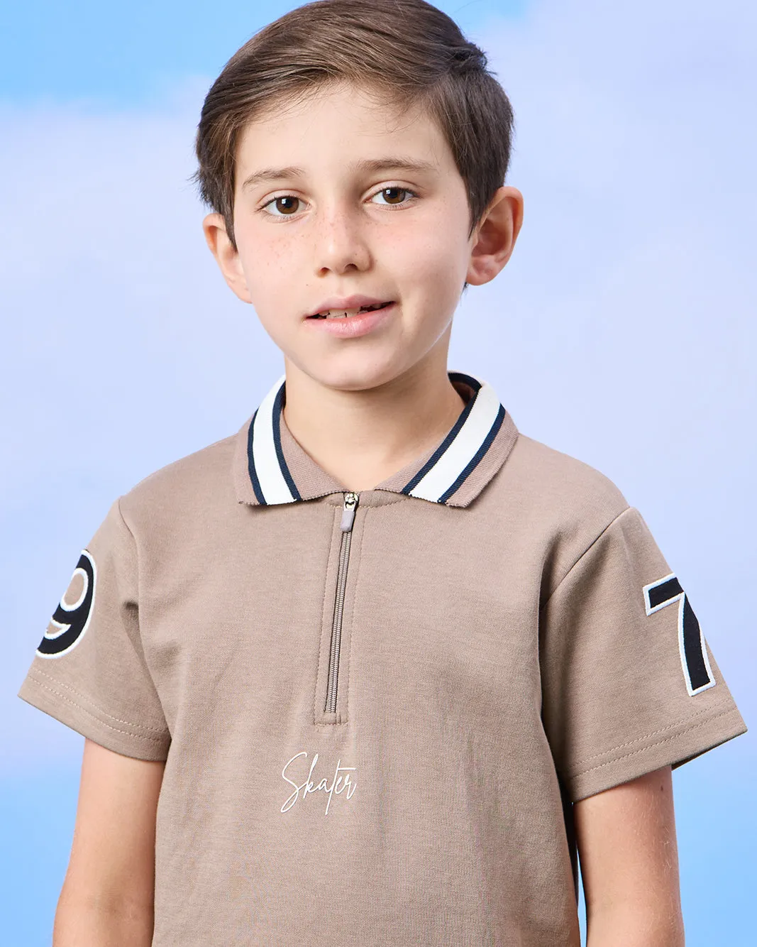 Boys Brown Cut And Sew Polo Shirt sold by Redtag product image thumbnail 4