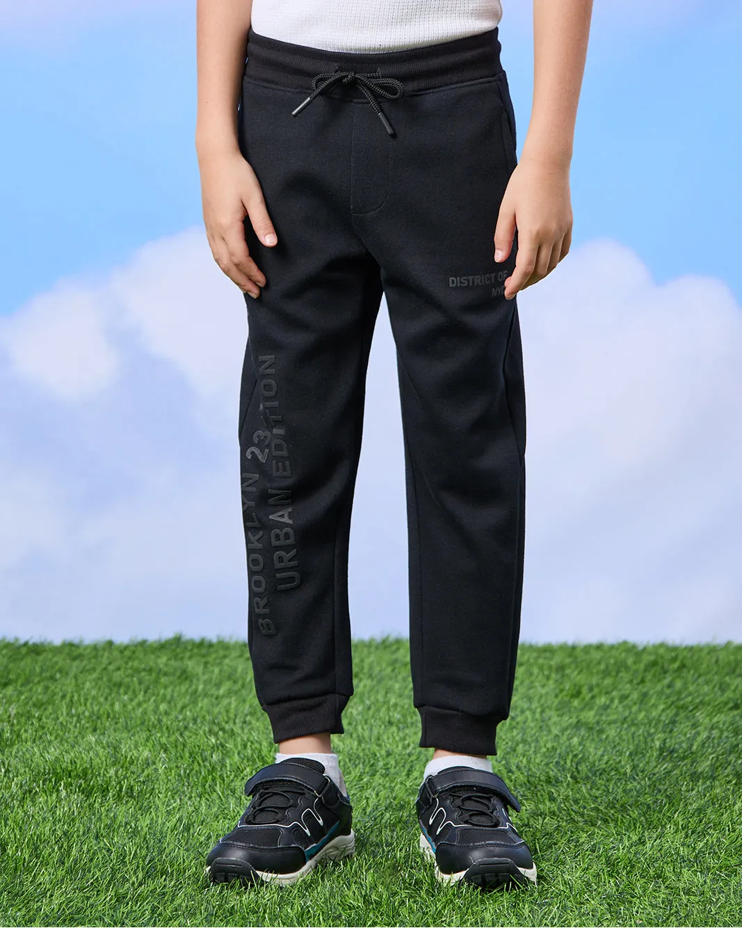 Boys Black Printed Jogger sold by Redtag
