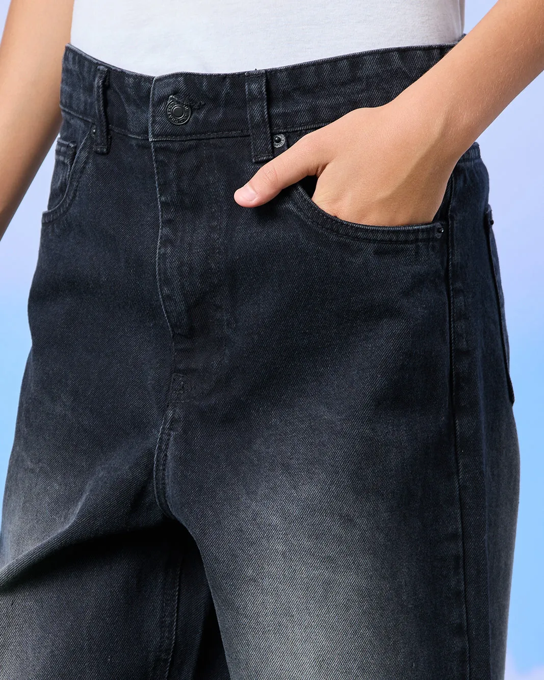 Senior Boys Black Baggy Jeans sold by Redtag product image thumbnail 4