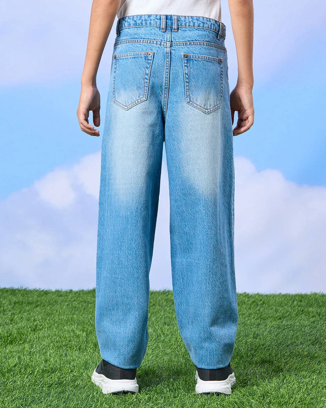 Senior Boys Blue Baggy Jeans sold by Redtag product image thumbnail 3