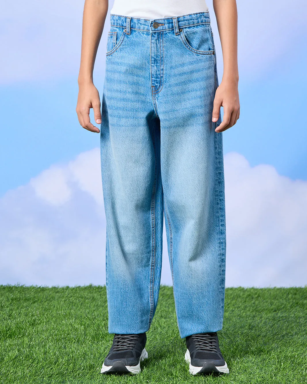 Senior Boys Blue Baggy Jeans sold by Redtag