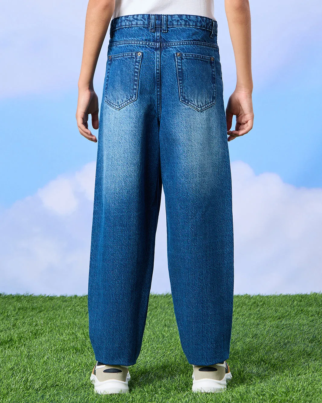 Senior Boys Blue Baggy Jeans sold by Redtag product image thumbnail 3
