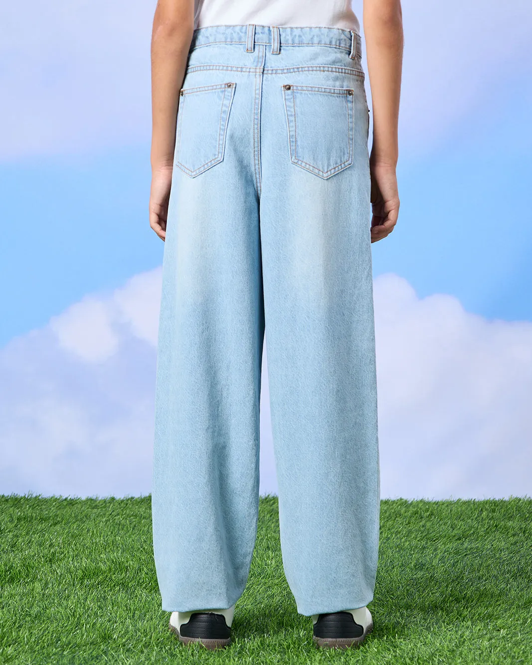 Senior Boys Blue Baggy Jeans sold by Redtag product image thumbnail 3