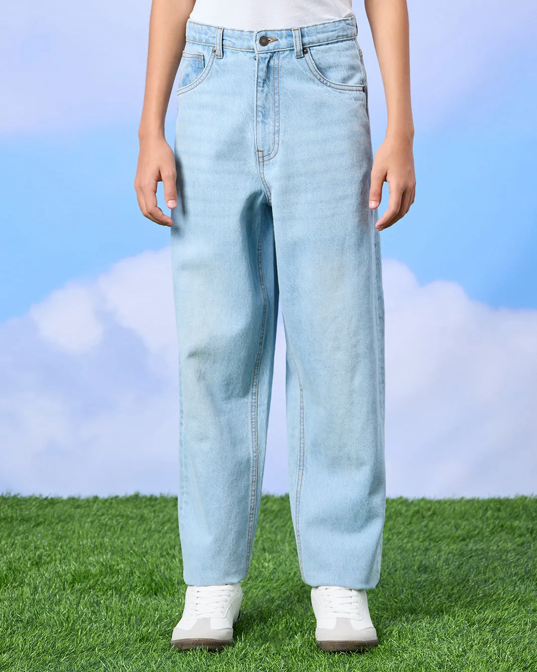 Senior Boys Blue Baggy Jeans sold by Redtag