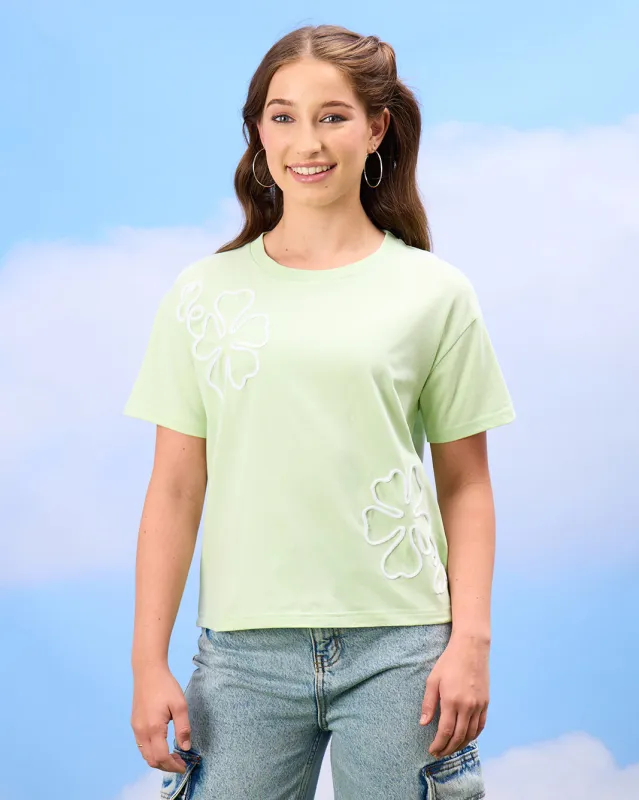 Senior Girls Green Embroidered Top sold by Redtag