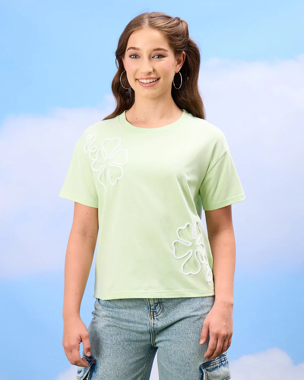Senior Girls Green Embroidered Top sold by Redtag