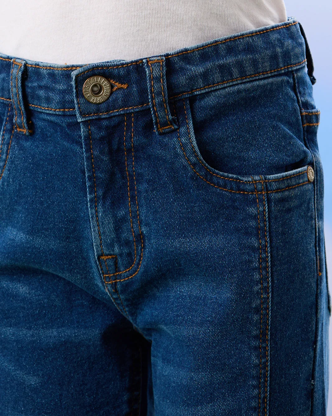 Girls Blue 5 Pocket Flared Jeans sold by Redtag product image thumbnail 4