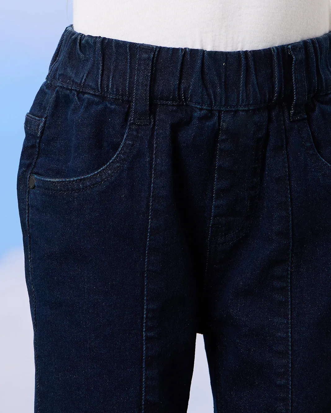 Girls Navy Flared Jeans With Fringes Bottom sold by Redtag product image thumbnail 4