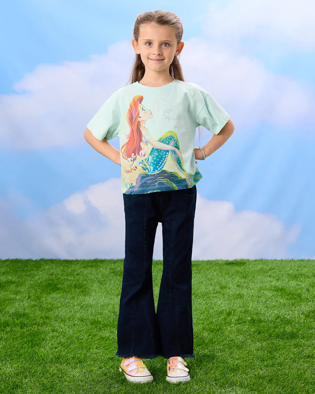 Girls Navy Flared Jeans With Fringes Bottom sold by Redtag product image thumbnail 2