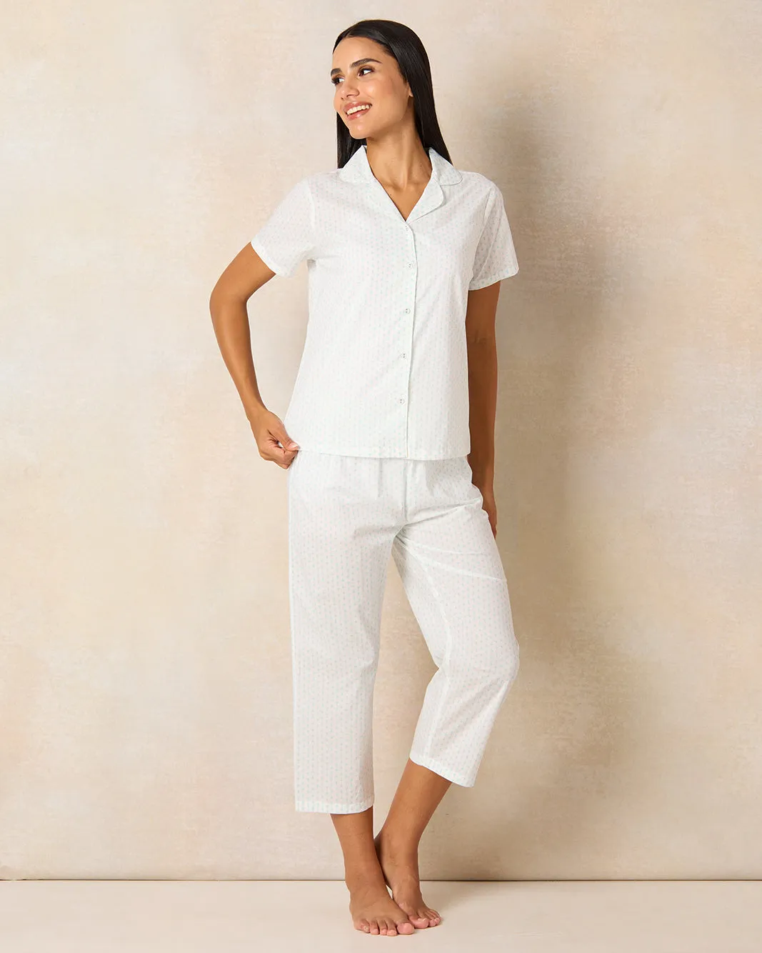 Women White Collared Pyjama Set (2 Piece) sold by Redtag
