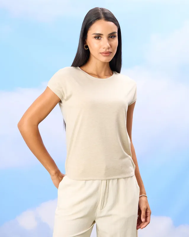 Women Beige  Lurex Jersey Top sold by Redtag