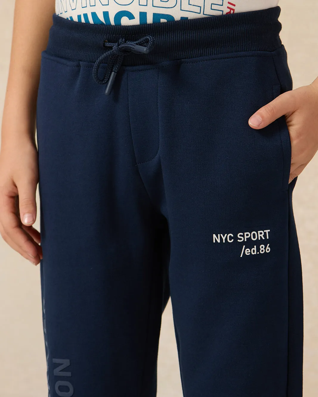 Boys Navy Printed Jogger Pants sold by Redtag product image thumbnail 4
