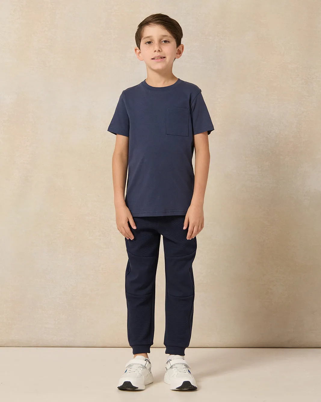 Boys Navy Plain Ottoman Paneled Jog Pants sold by Redtag product image thumbnail 2