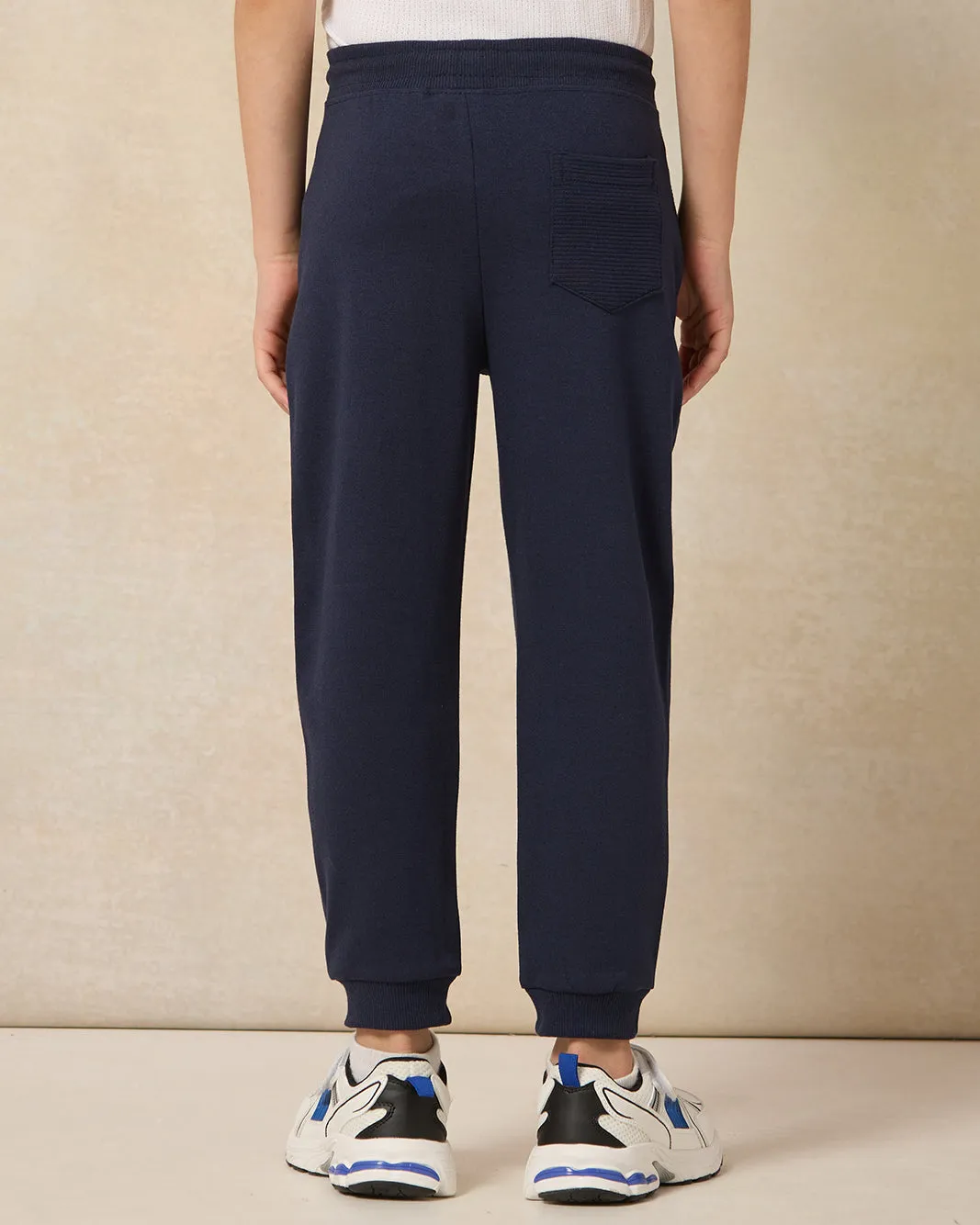 Boys Navy Plain Ottoman Paneled Jog Pants sold by Redtag product image thumbnail 3