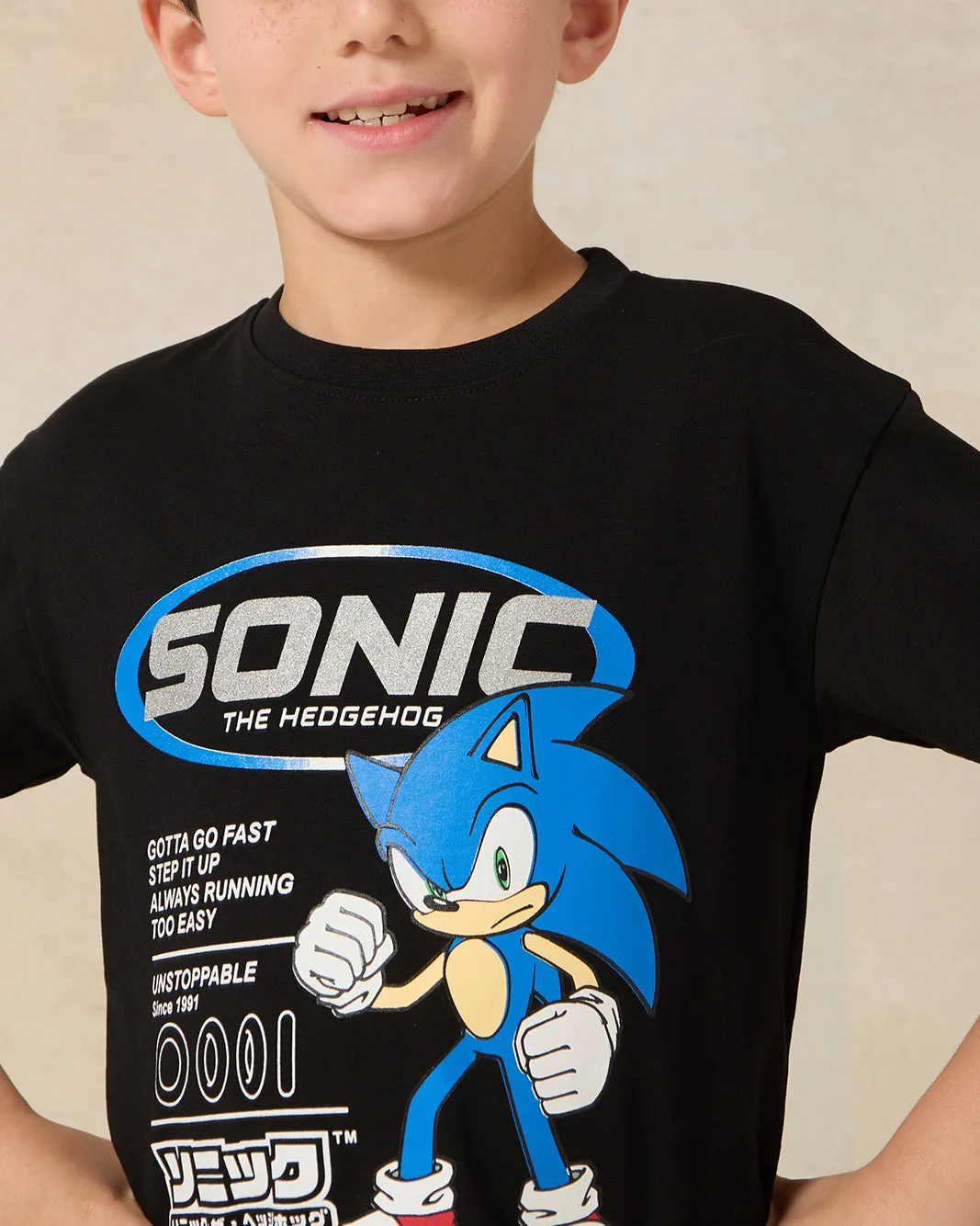 Boys Black Sonic Short Sleeve T-Shirt sold by Redtag product image thumbnail 4