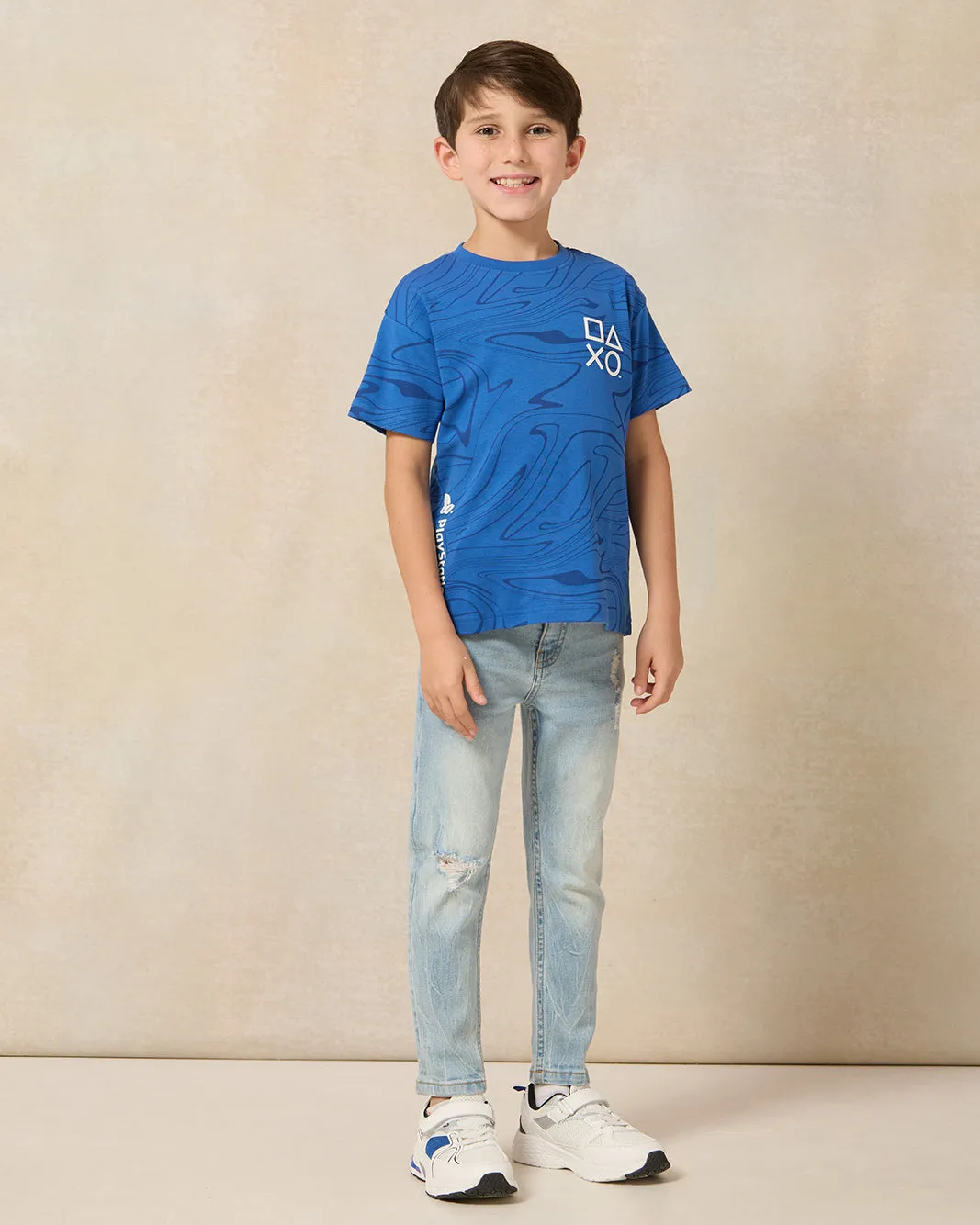 Boys Blue Printed PlayStation Short Sleeve T-Shirt sold by Redtag product image thumbnail 2