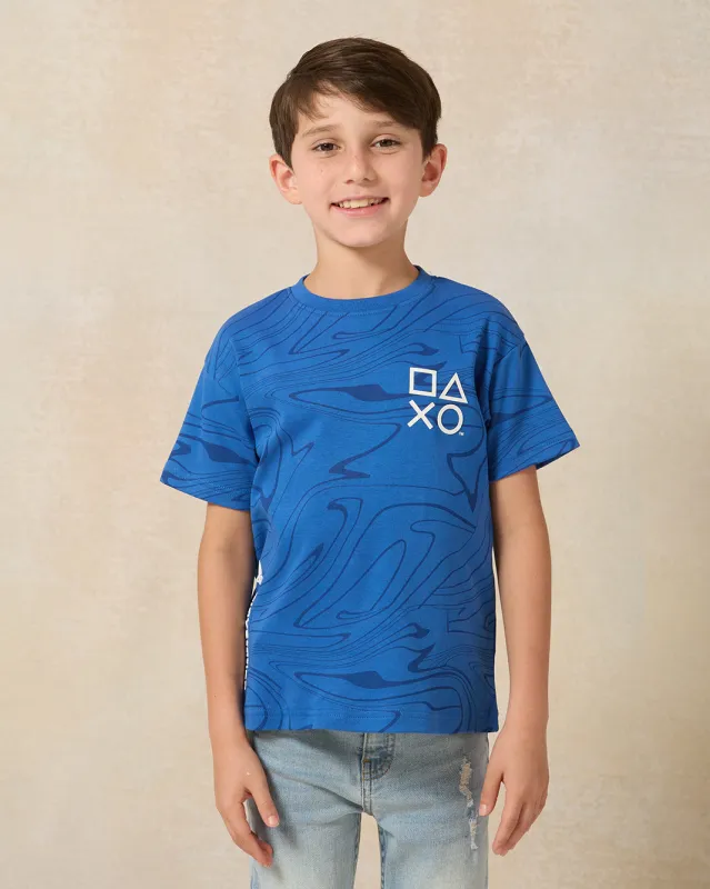 Boys Blue Printed PlayStation Short Sleeve T-Shirt sold by Redtag