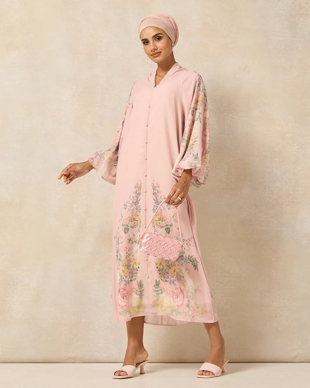 Women Pink Printed Button Front Dress sold by Redtag