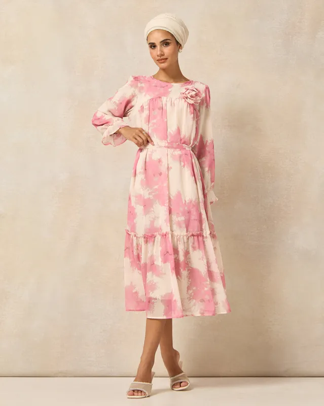 Women Pink And Ivory Printed Dress sold by Redtag