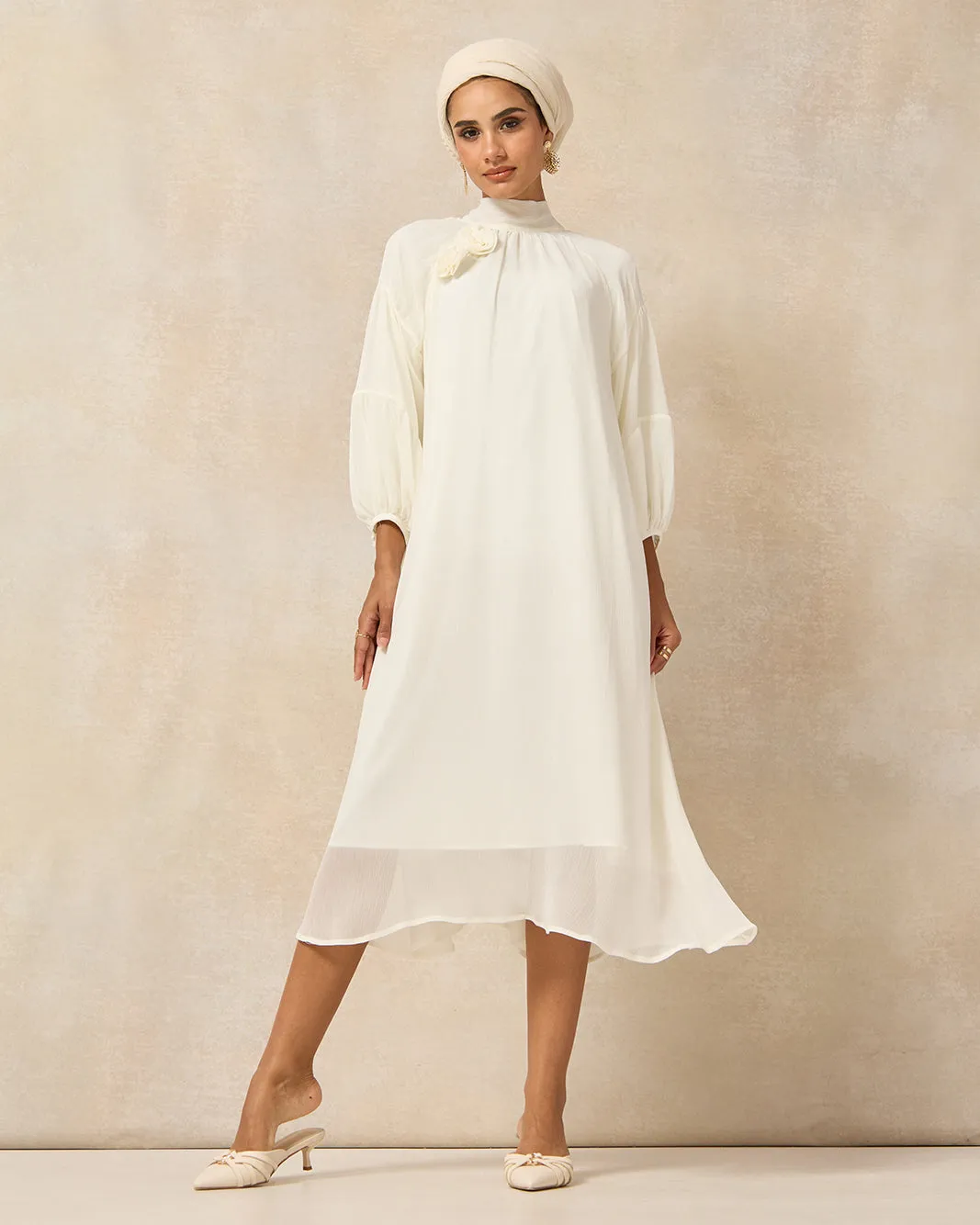 Women Ivory Chiffon Embellished Dress sold by Redtag product image thumbnail 4