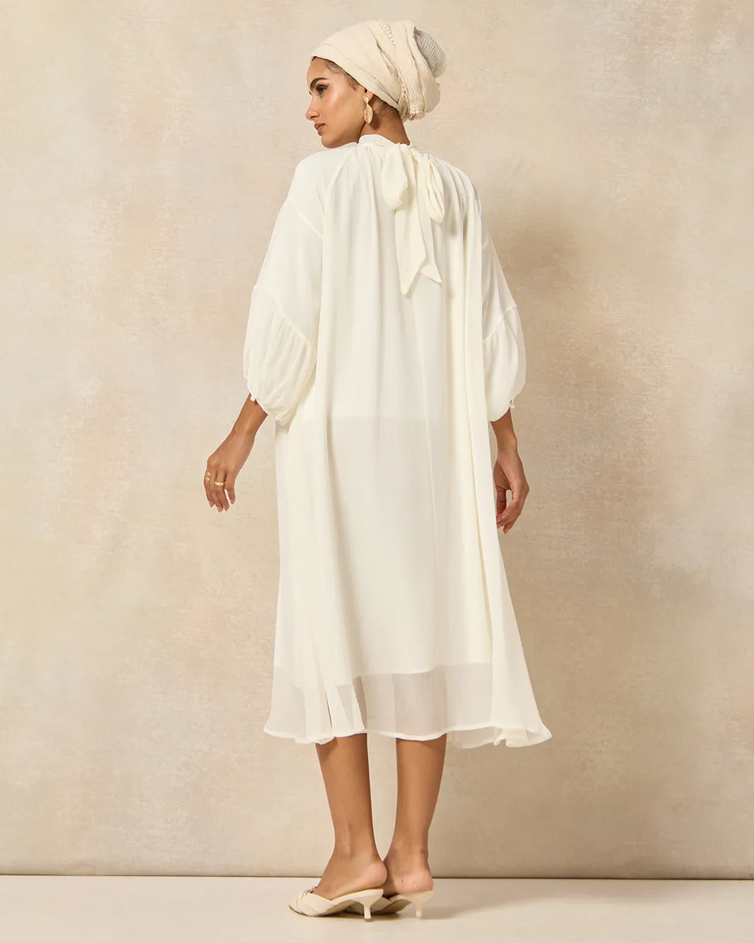 Women Ivory Chiffon Embellished Dress sold by Redtag product image thumbnail 3