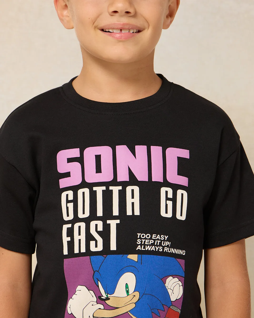 Boys Black Sonic Printed T-Shirt sold by Redtag product image thumbnail 4