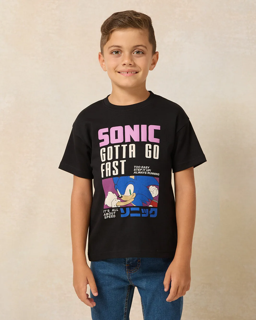 Boys Black Sonic Printed T-Shirt sold by Redtag