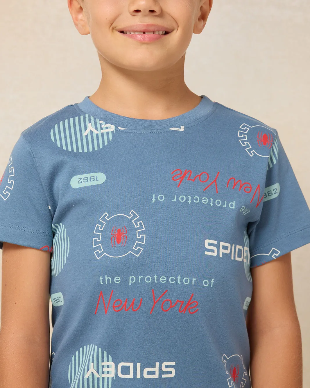 Boys Blue Spiderman Printed T-Shirt sold by Redtag product image thumbnail 3
