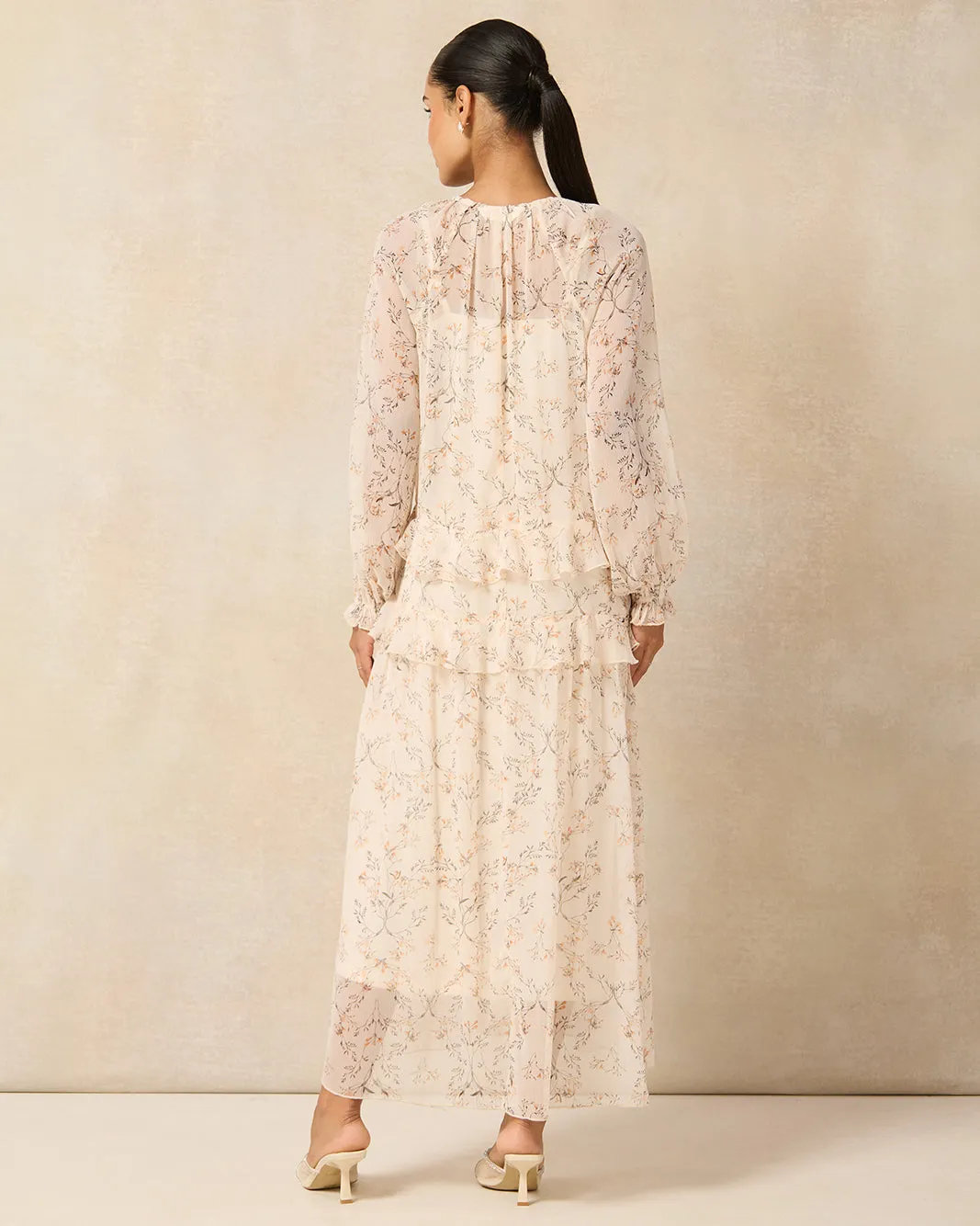 Women Pink Printed Ruffle Boho Maxi Dress sold by Redtag product image thumbnail 3