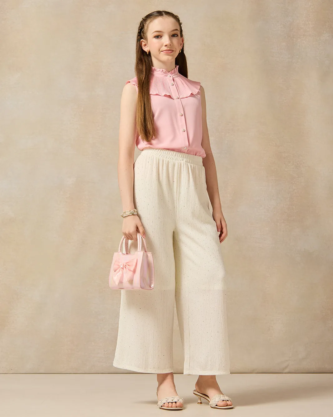 Senior Girls Cream Culottes With Studs sold by Redtag product image thumbnail 2