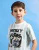 Boys Blue Striped Mickey Printed T-Shirt sold by Redtag