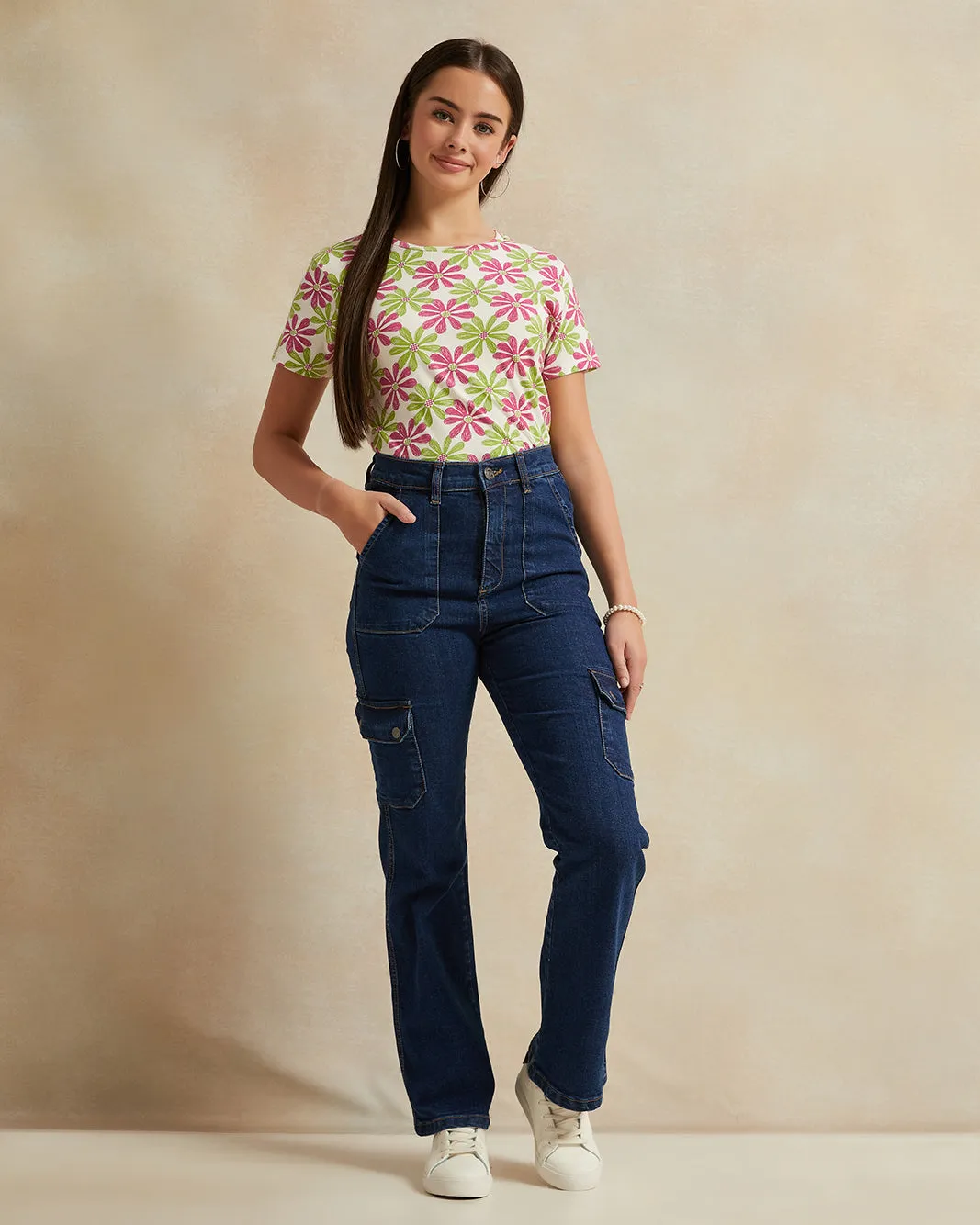 Senior Girls Purple And Green Printed T-Shirt sold by Redtag product image thumbnail 2