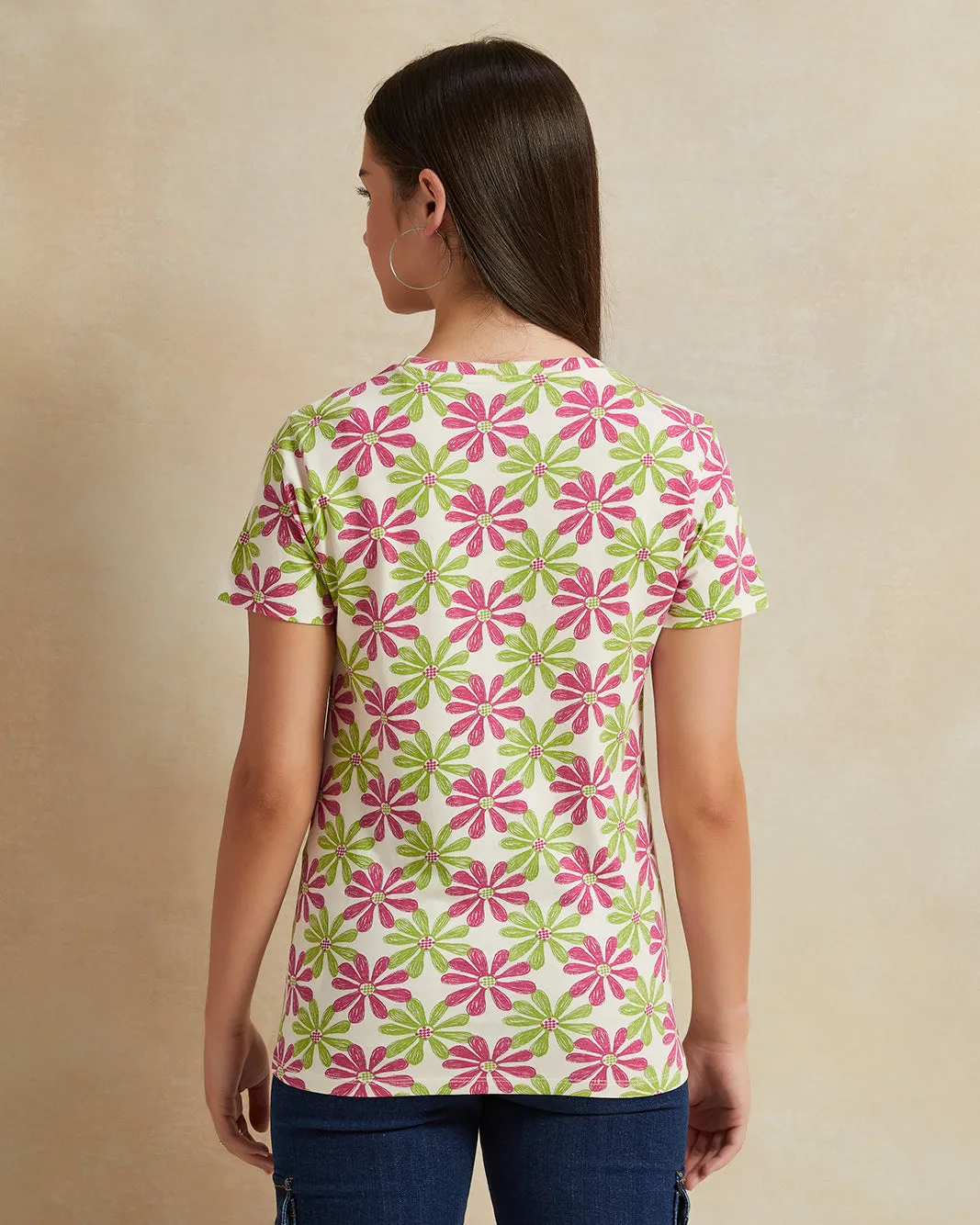 Senior Girls Purple And Green Printed T-Shirt sold by Redtag product image thumbnail 3