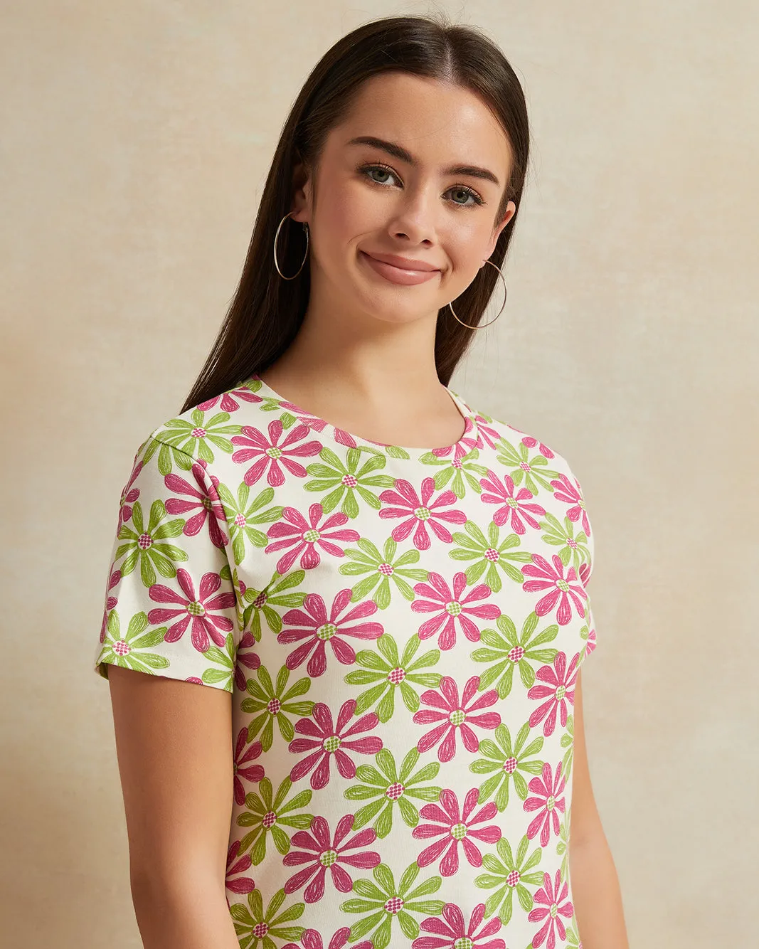 Senior Girls Purple And Green Printed T-Shirt sold by Redtag product image thumbnail 4