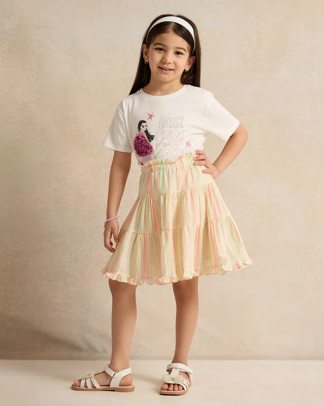 Girls White Embellished T-Shirt sold by Redtag product image thumbnail 2