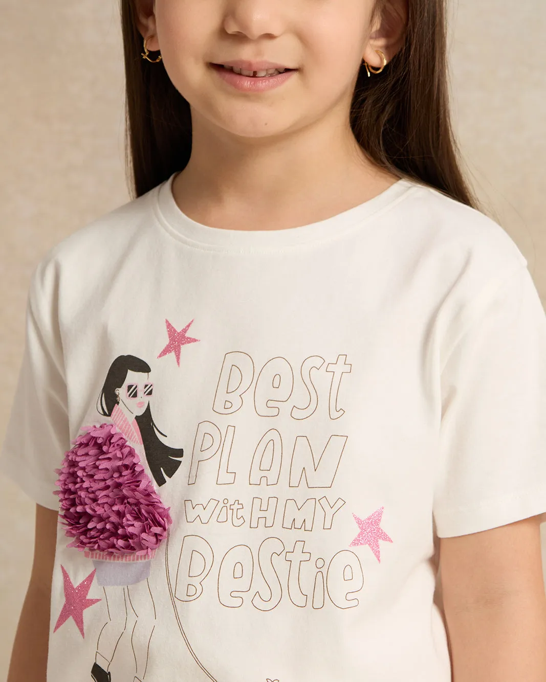 Girls White Embellished T-Shirt sold by Redtag product image thumbnail 4
