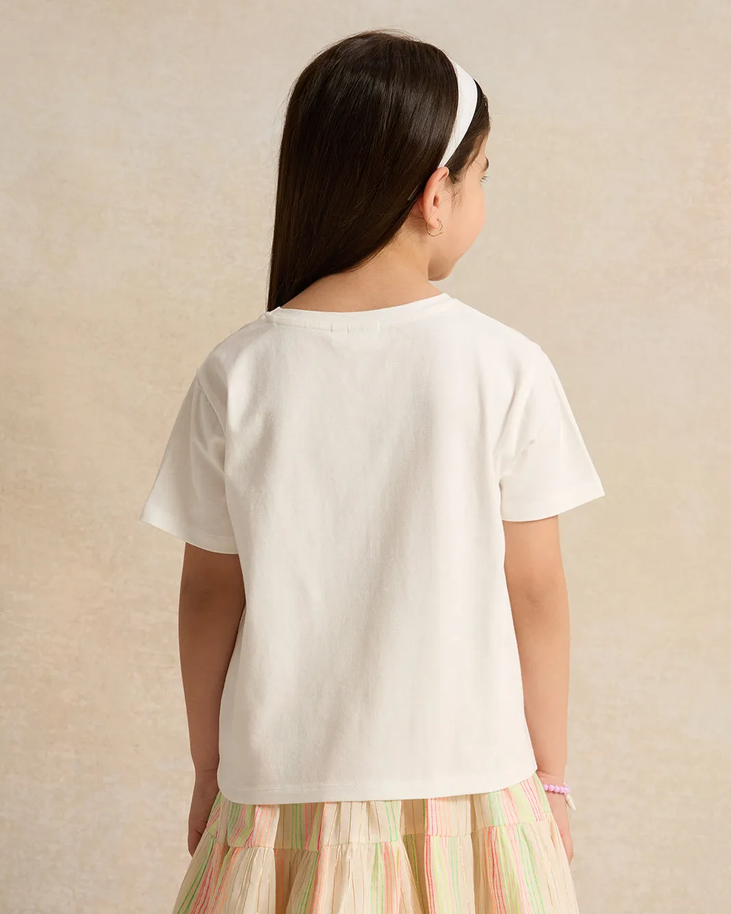 Girls White Embellished T-Shirt sold by Redtag product image thumbnail 3