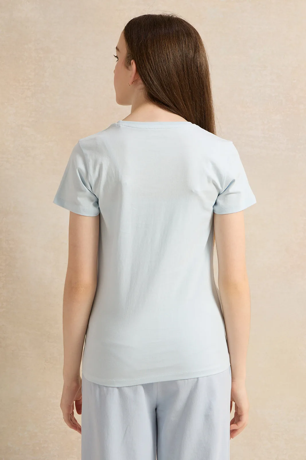 Senior Girls Blue Placement Print T-Shirt sold by Redtag product image thumbnail 3