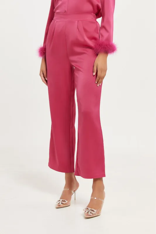 Women Fuchsia Satin Trouser sold by Redtag