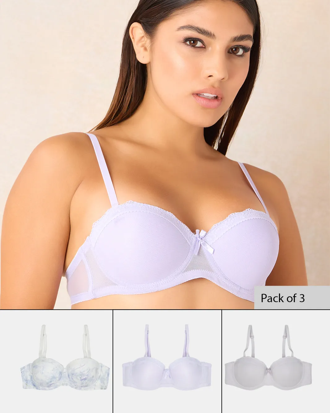 Women Assorted Padded Balconette Bra Set (Pack of 3) sold by Redtag