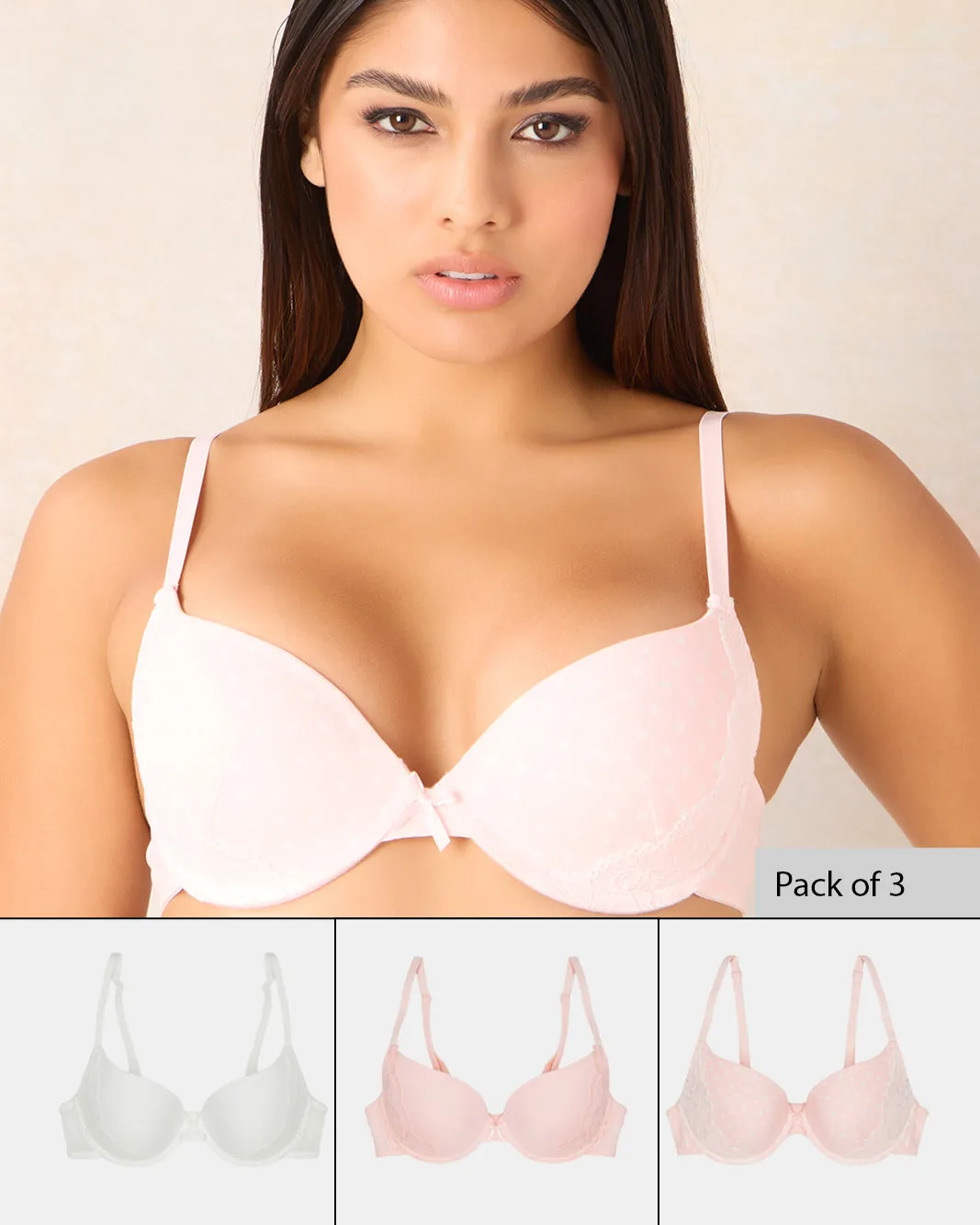 Women Assorted Printed Padded Plunge Bras (Pack of 3) sold by Redtag