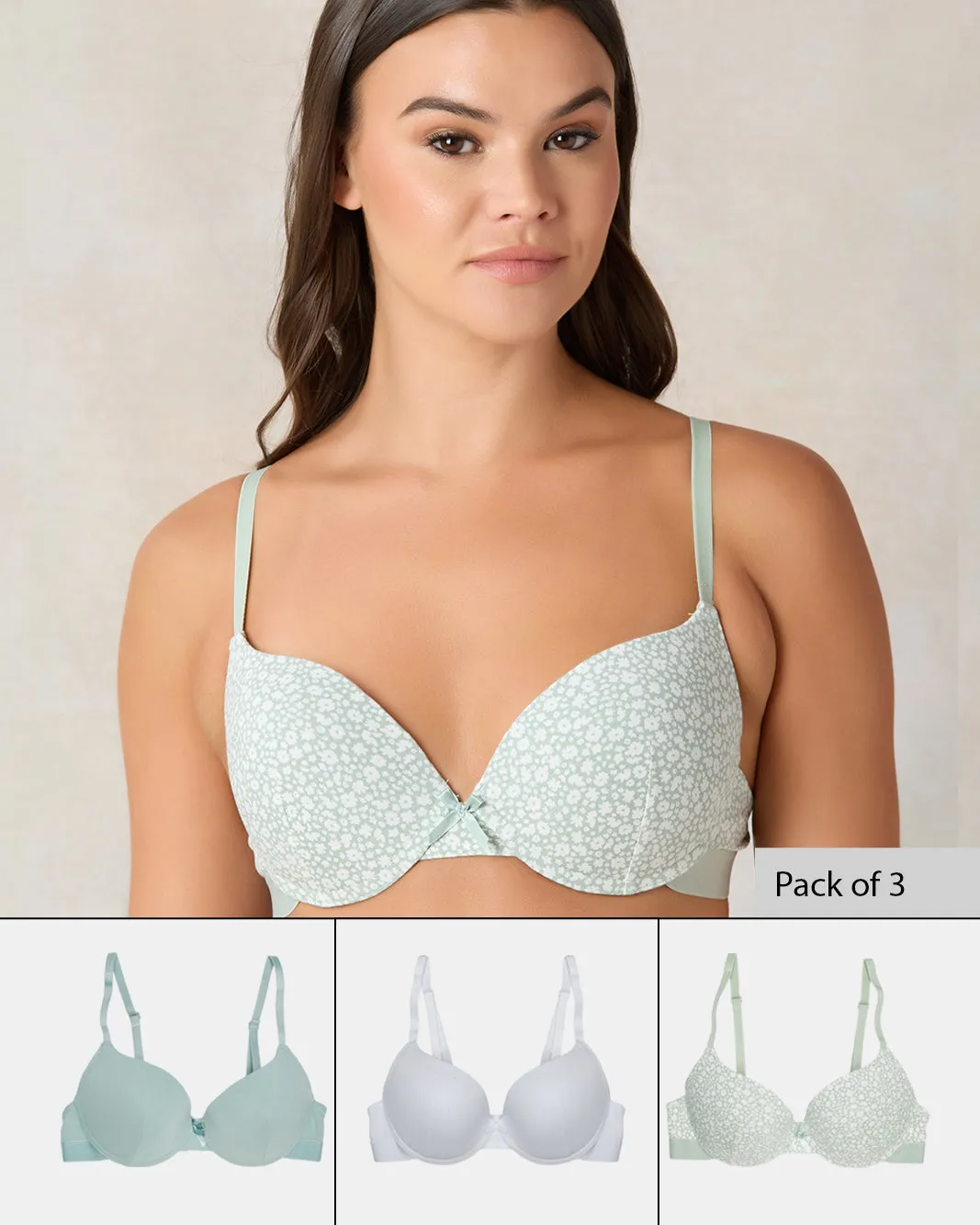 Women Assorted Printed Push Up Bra (Pack of 3) sold by Redtag