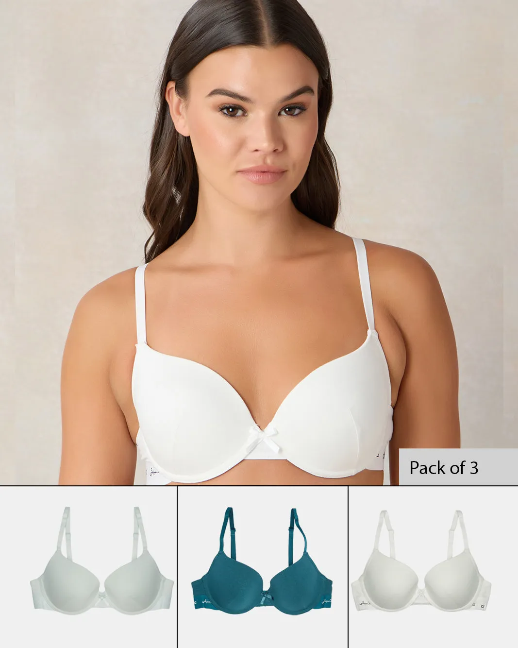 Women Assorted Printed Padded Plunge Bras (Pack of 3) sold by Redtag